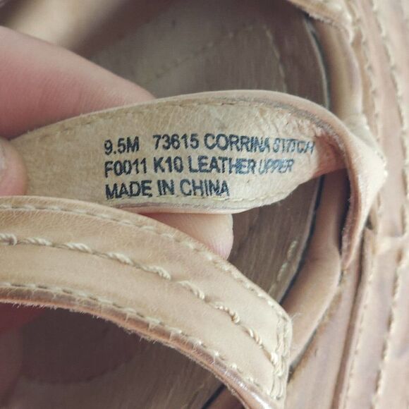 Frye Women’s Corrina Stitch US 9,5M Tan Leather Platform Wedge Sandals shoes - Picture 10 of 12